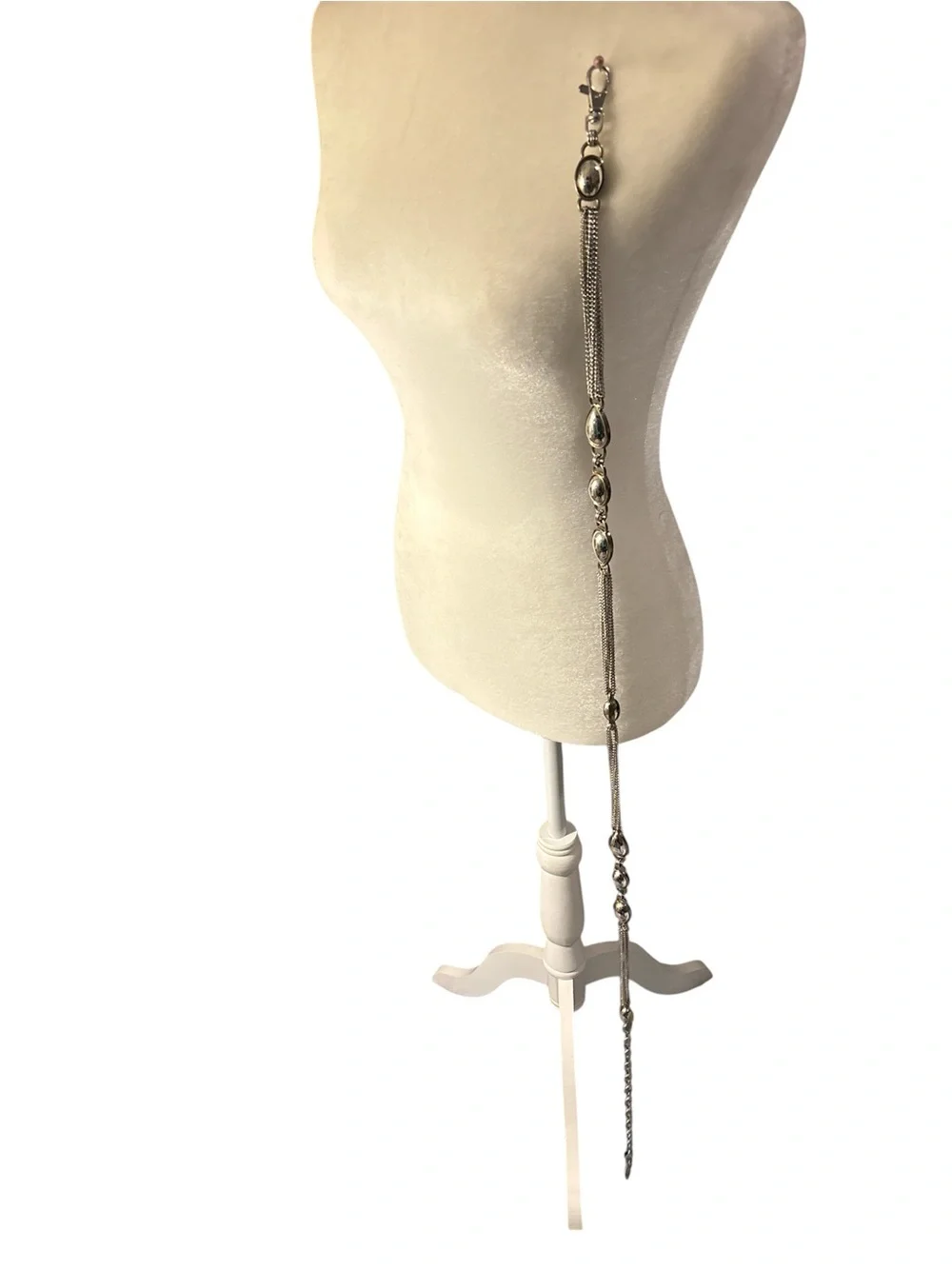 Anne Klein chain belt silver-toned oval links layered metal chain M-L
